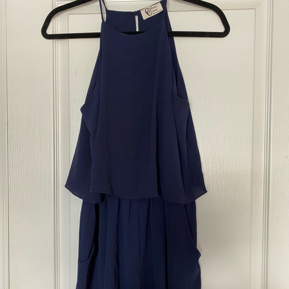 Navy Blue romper with keyhole back